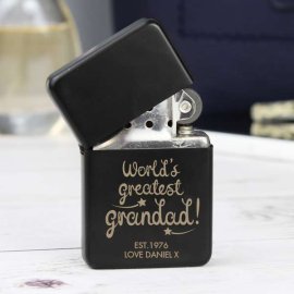(image for) Personalised 'World's Greatest Grandad' Black Lighter