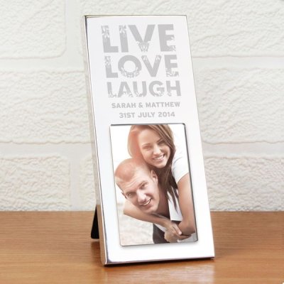 (image for) Personalised Small Silver Live Love Laugh 2x3 Photo Frame