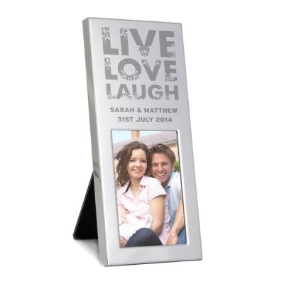 (image for) Personalised Small Silver Live Love Laugh 2x3 Photo Frame