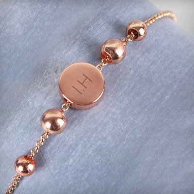 (image for) Personalised Rose Gold Plated Initials Disc Bracelet