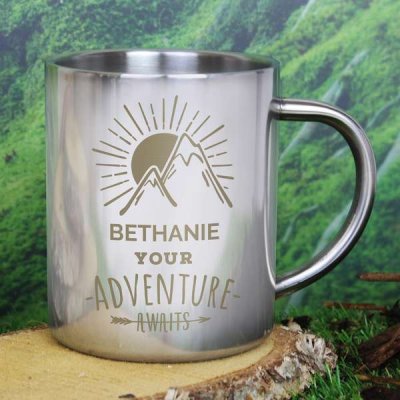 (image for) Personalised 'Adventure Awaits' Metal Mug