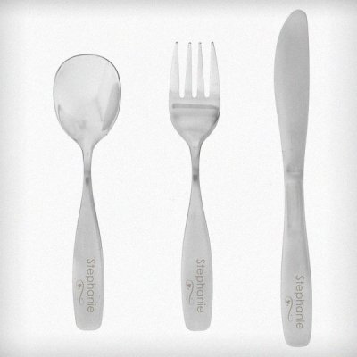 (image for) Personalised 3 Piece Swirls & Hearts Cutlery Set