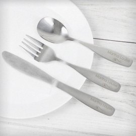 (image for) Personalised 3 Piece Swirls & Hearts Cutlery Set