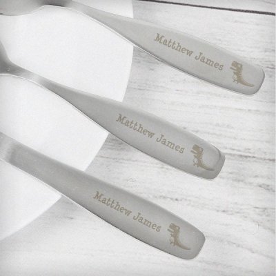 (image for) Personalised 3 Piece Dinosaur Cutlery Set