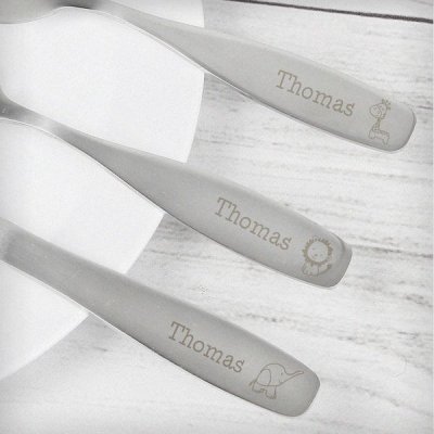 (image for) Personalised 3 Piece Hessian Friends Cutlery Set
