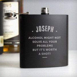 (image for) Personalised Any Message Black Hip Flask