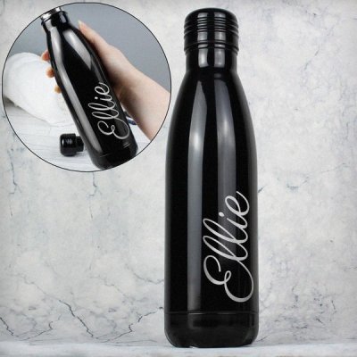 (image for) Personalised Black Metal Insulated Drinks Bottle