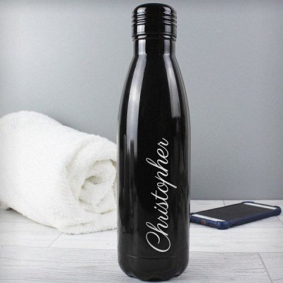 (image for) Personalised Black Metal Insulated Drinks Bottle