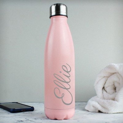 (image for) Personalised Pink Metal Insulated Drinks Bottle