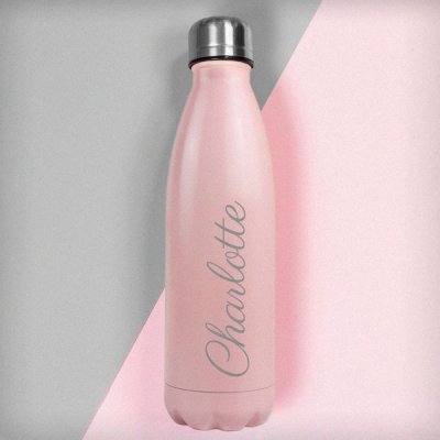 (image for) Personalised Pink Metal Insulated Drinks Bottle