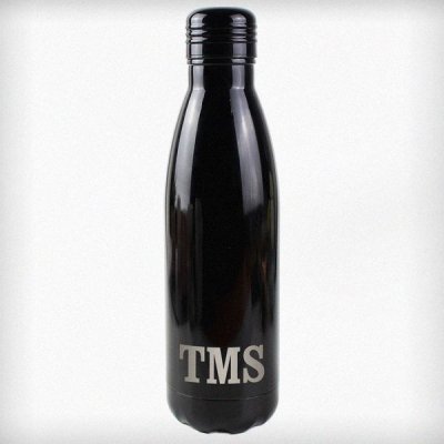 (image for) Personalised Initials Black Metal Insulated Drinks Bottle