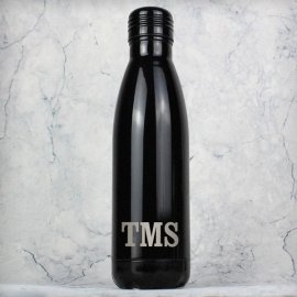 (image for) Personalised Initials Black Metal Insulated Drinks Bottle