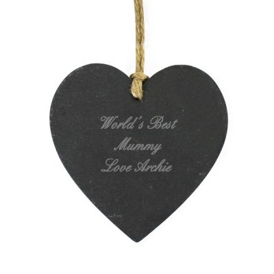 (image for) Personalised Script Engraved Slate Heart Decoration