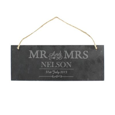 (image for) Personalised Mr & Mrs Hanging Slate Plaque