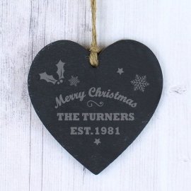 (image for) Personalised Merry Christmas Slate Heart