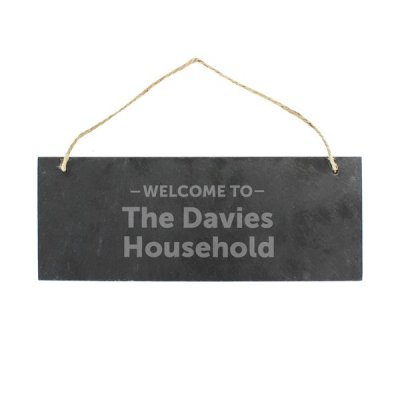 (image for) Personalised Welcome To... Hanging Slate Plaque