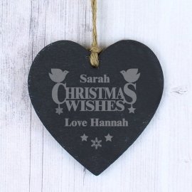 (image for) Personalised Christmas Wishes Slate Heart