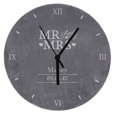 (image for) Personalised Mr & Mrs Slate Clock
