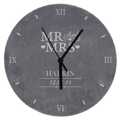 (image for) Personalised Mr & Mrs Slate Clock