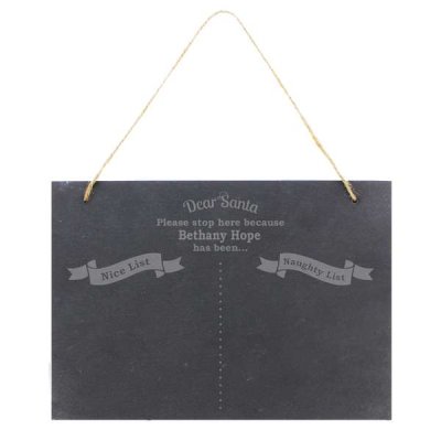 (image for) Personalised Naughty & Nice Hanging Slate Sign