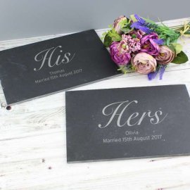 (image for) Personalised His and Hers Slate Placemat Set