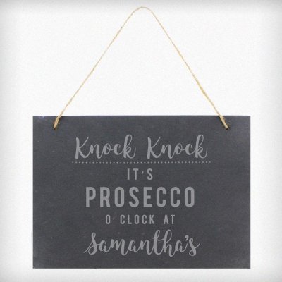 (image for) Personalised Prosecco O'Clock Large Hanging Slate Sign