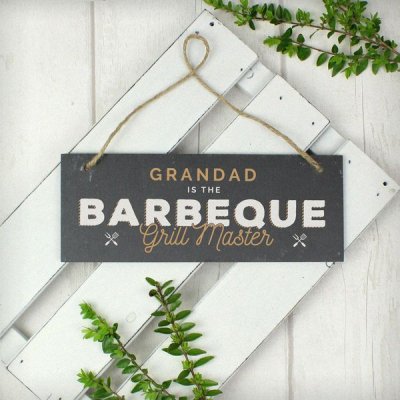 (image for) Personalised "Barbeque Grill Master" Printed Hanging Slate Plaque