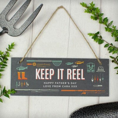 (image for) Personalised "Keep It Reel" Printed Hanging Slate Plaque
