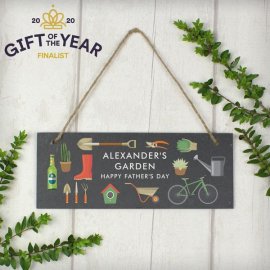 (image for) Personalised Garden Printed Hanging Slate Plaque