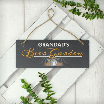 (image for) Personalised "Beer Garden" Printed Hanging Slate Plaque
