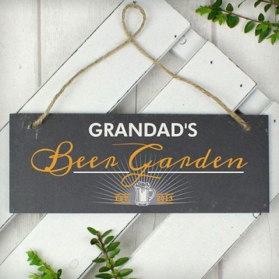 (image for) Personalised "Beer Garden" Printed Hanging Slate Plaque