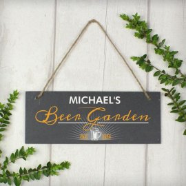 (image for) Personalised "Beer Garden" Printed Hanging Slate Plaque