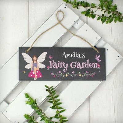 (image for) Personalised "Fairy Garden" Printed Hanging Slate Plaque