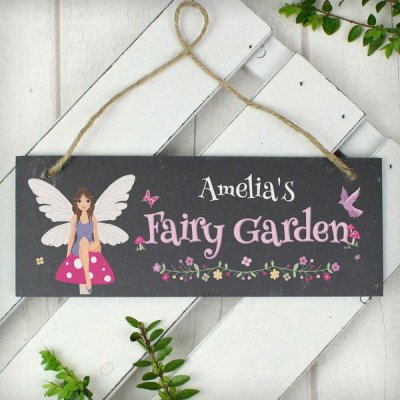 (image for) Personalised "Fairy Garden" Printed Hanging Slate Plaque