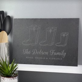 (image for) Personalised Welly Boot Family of Three Slate