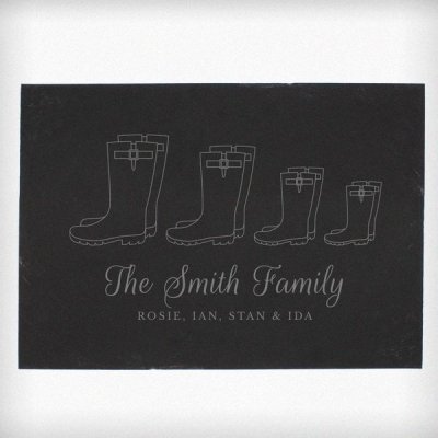 (image for) Personalised Welly Boot Family of Four Slate