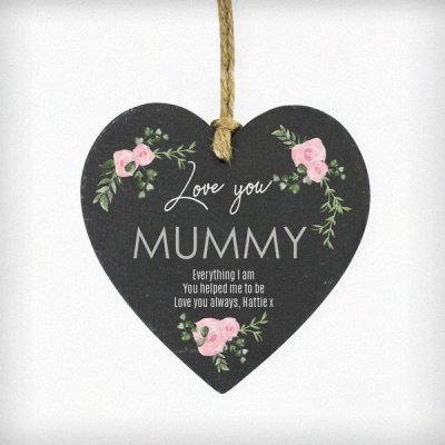(image for) Personalised Abstract Rose Printed Slate Heart Decoration