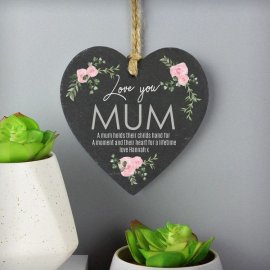 (image for) Personalised Abstract Rose Printed Slate Heart Decoration