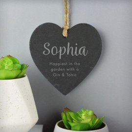 (image for) Personalised Free Text Slate Heart Decoration