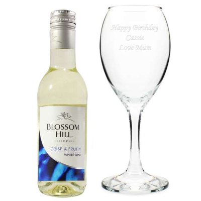 (image for) Personalised White Wine & Wine Glass Set