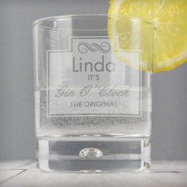 (image for) Personalised Gin O'Clock Tumbler Bubble Glass