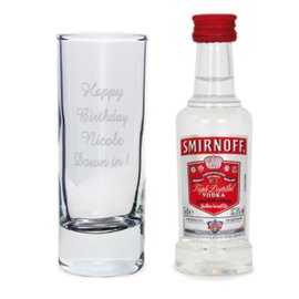 (image for) Personalised Shot Glass and Miniature Vodka Set - Text Only