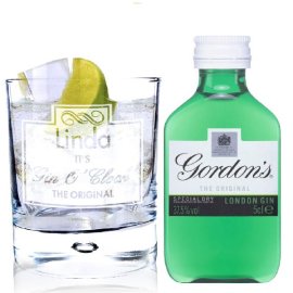 (image for) Personalised Gin OClock Glass & Gin Miniature Set