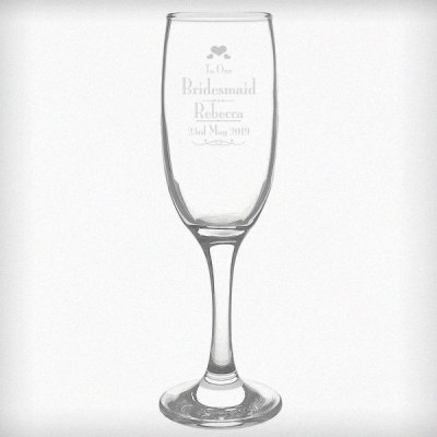 (image for) Personalised Decorative Wedding Bridesmaid Glass Flute