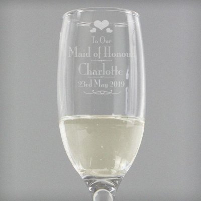 (image for) Personalised Decorative Wedding Maid of Honour Glass Flute