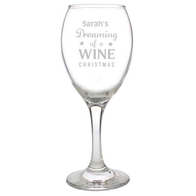 (image for) Personalised Dreaming of a Wine Christmas... Wine Glass