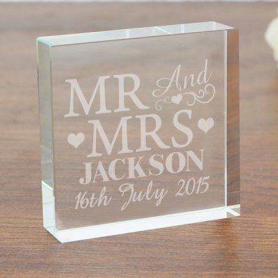 (image for) Personalised Mr & Mrs Large Crystal Token