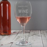 (image for) Personalised Wine O'Clock Engraved Wine Glass