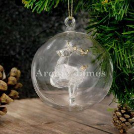 (image for) Personalised Name Only Reindeer Glass Bauble