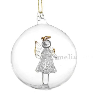 (image for) Personalised Name Only Angel Glass Bauble